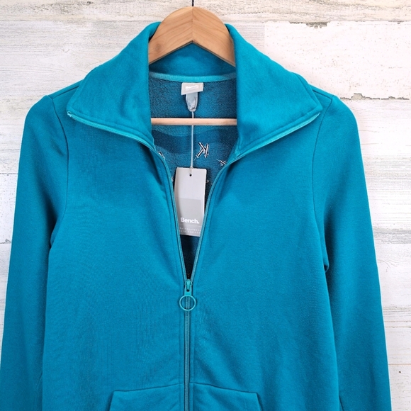 Bench Mikina Funnel Neck Zip Up Microfleece Small Teal Activewear Dancecore - Picture 8 of 15